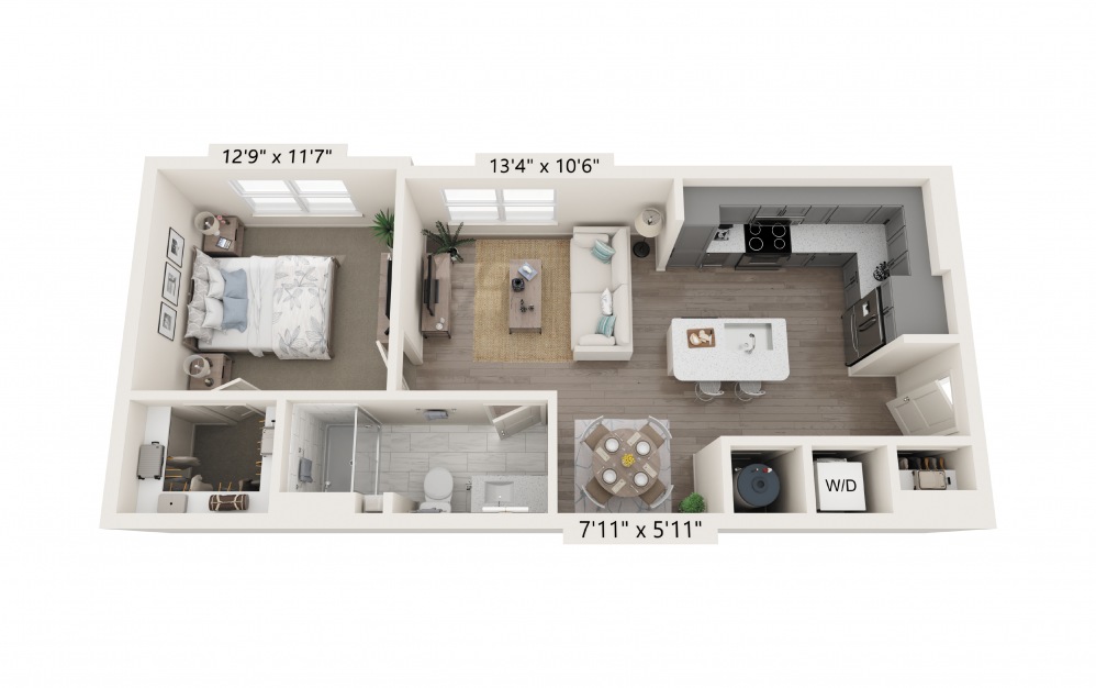 A1 1 bedroom, 1 bathroom floorplan for The Southerly at St. Augustine Apartments