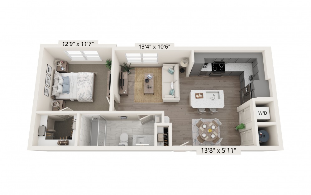 A2 1 bedroom, 1 bathroom floorplan for The Southerly at St. Augustine Apartments