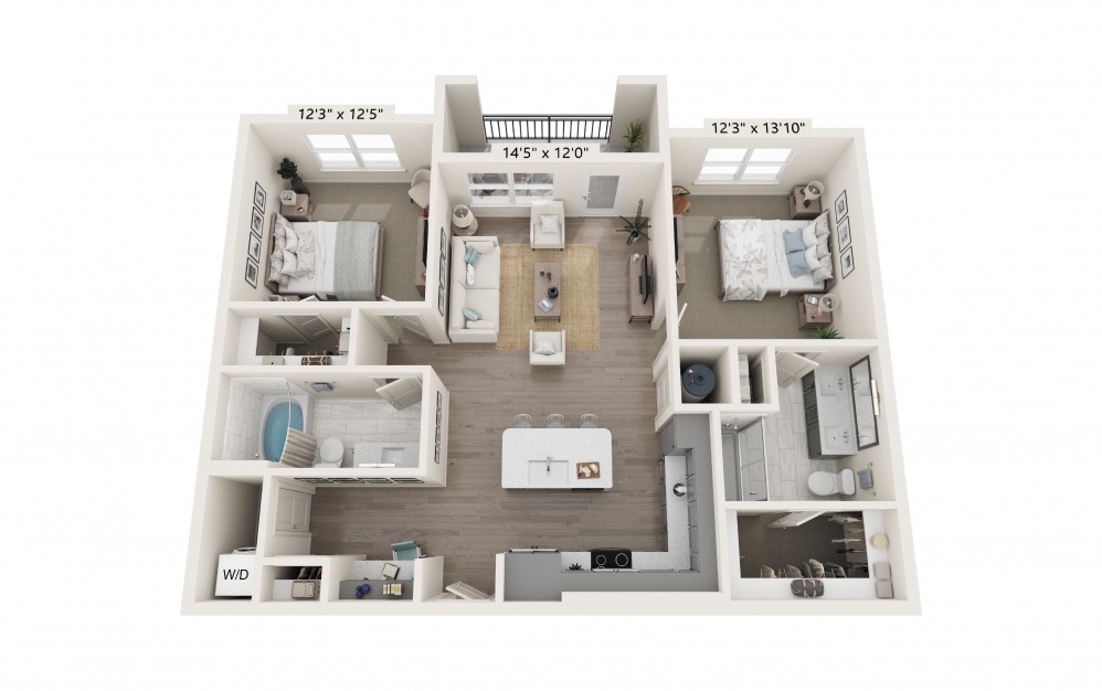 B2 2 bedroom, 2 bathroom floorplan for The Southerly at St. Augustine Apartments
