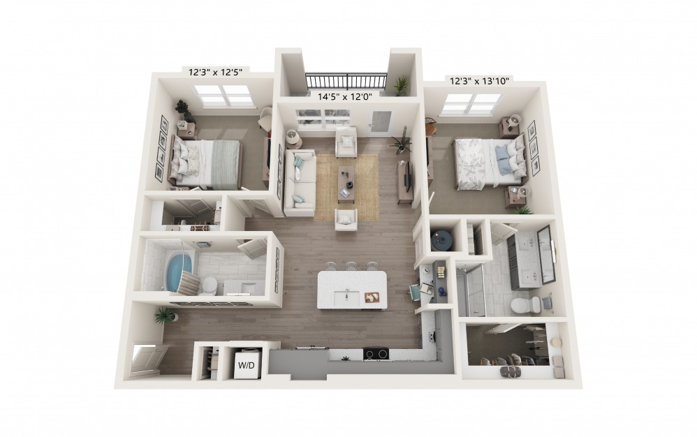 B3 2 bedroom, 2 bathroom floorplan for The Southerly at St. Augustine Apartments