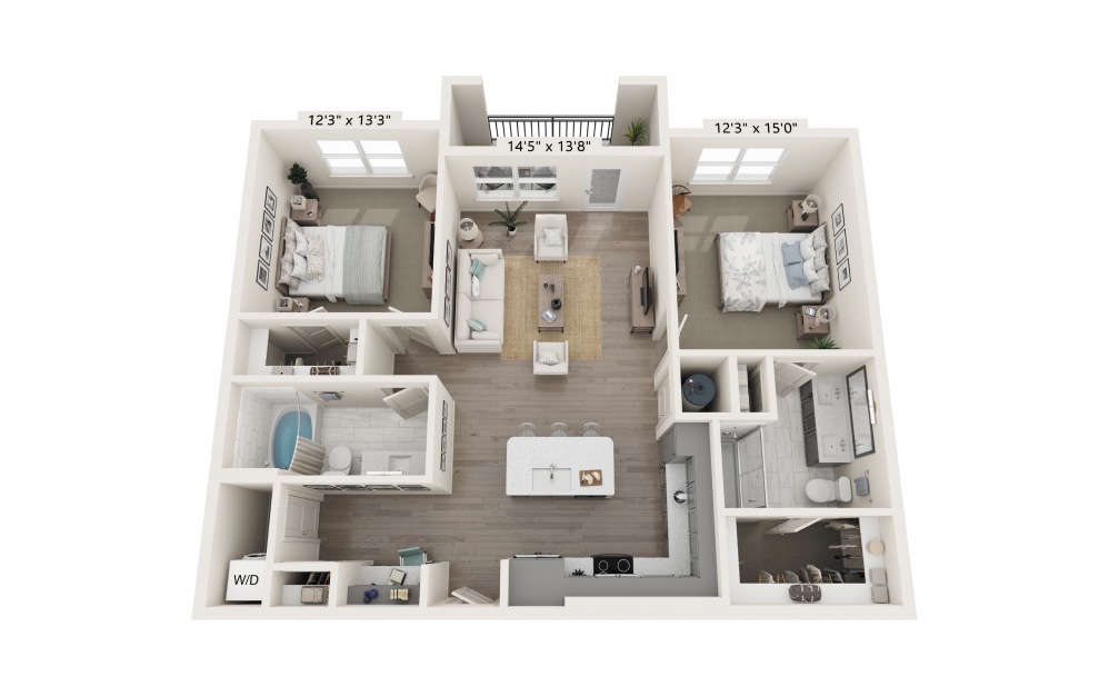 B4 2 bedroom, 2 bathroom floorplan for The Southerly at St. Augustine Apartments